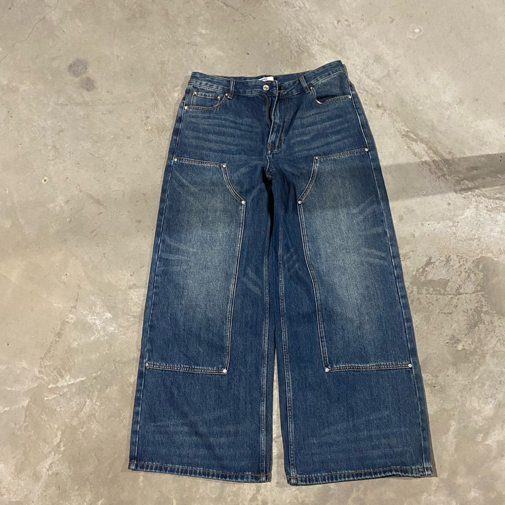 baggy clothing double knee jeans